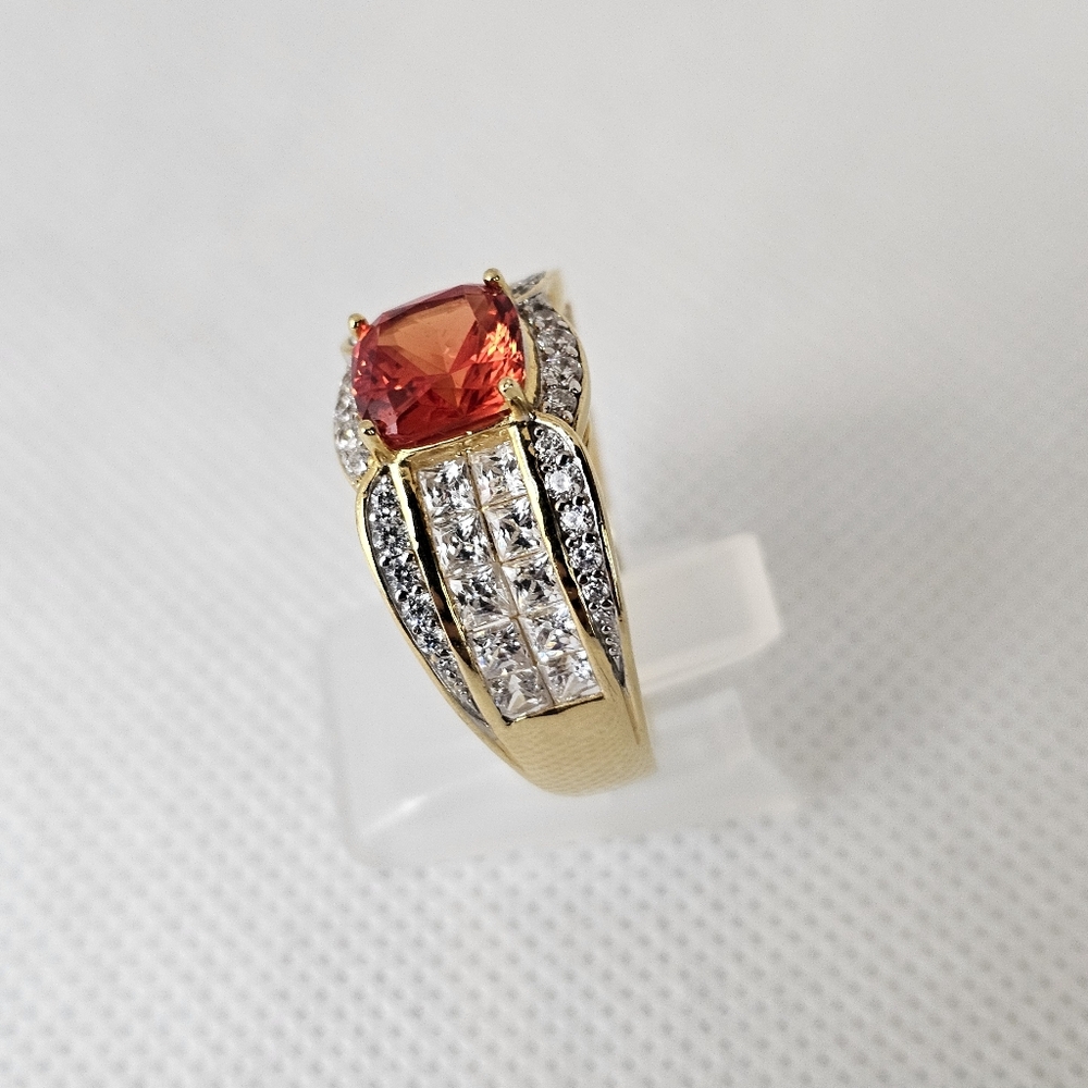 Authentic Victoria Wieck Red Sapphire & Diamond Ring 18k Sterling Silver Sz 8.75 - Picture 6 of 12